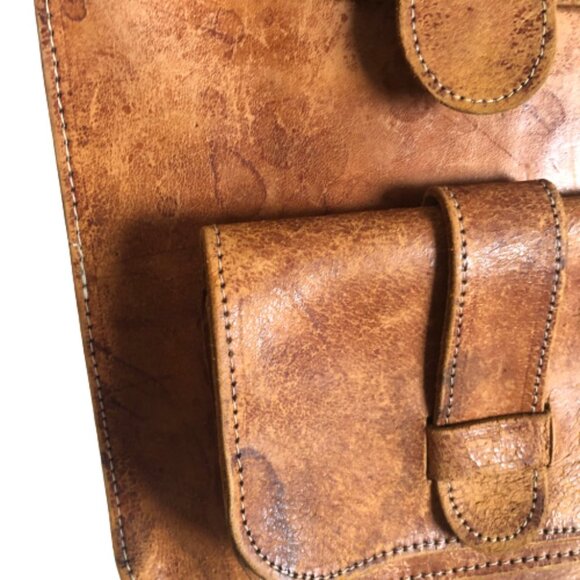 🌻host pick🌼 Vintage 70s distressed rectangle shaped leather shoulder bag purse - Picture 13 of 16